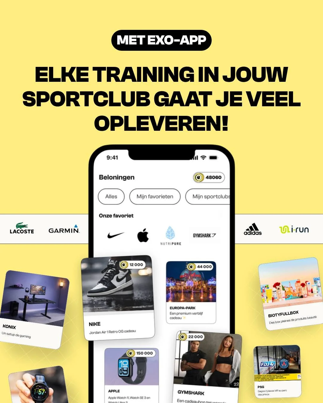 Verdien geld en cadeaus met de EXO-app bij ABC Fitness